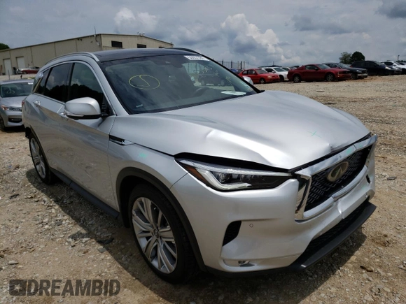2020 Infiniti QX50 LUXE with VIN 3PCAJ5M12LF103637, listed as a Copart auction lot 50857392 with 13,216 mi miles. Bid and sale history available at carsss.com. Image 1.