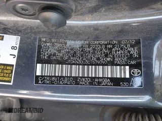 2012 Toyota Prius One with VIN JTDKN3DU3C1579797, listed as a IAAI auction lot 42087245 with 178,209 mi miles. Bid and sale history available at carsss.com. Image 9.
