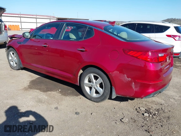 2014 Kia Optima LX with VIN 5XXGM4A72EG272724, listed as a IAAI auction lot 41828285 with 136,996 mi miles. Bid and sale history available at carsss.com. Image 3.