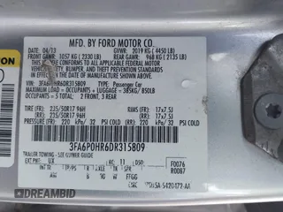 2013 Ford Fusion SE with VIN 3FA6P0HR6DR315809, listed as a IAAI auction lot 42661217 with 238,346 mi miles and . Bid and sale history available at DreamBid. Image 9.