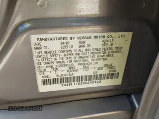 2002 Nissan Altima SE with VIN 1N4BL11D22C245123, listed as a IAAI auction lot 41350745 with 74,504 mi miles. Bid and sale history available at carsss.com. Image 9.