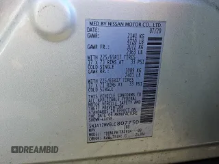 2020 Nissan Rogue S with VIN 5N1AT2MV6LC807750, listed as a Copart auction lot 54508595 with 154,007 mi miles and Clean Title. Bid and sale history available at DreamBid. Image 13.