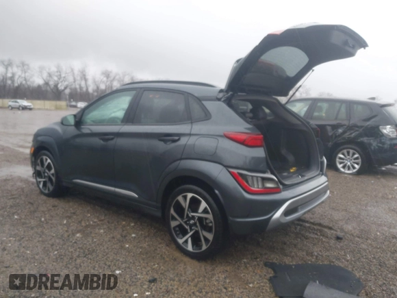 2022 Hyundai Kona Limited with VIN KM8K53A3XNU876882, listed as a IAAI auction lot 41223202 with 40,008 mi miles. Bid and sale history available at carsss.com. Image 3.