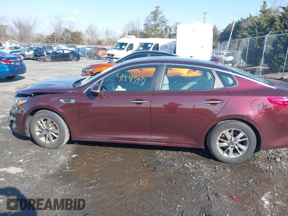 2016 Kia Optima LX Turbo with VIN 5XXGT4L14GG001906, listed as a IAAI auction lot 41543931 with 34,907 mi miles. Bid and sale history available at carsss.com. Image 14.