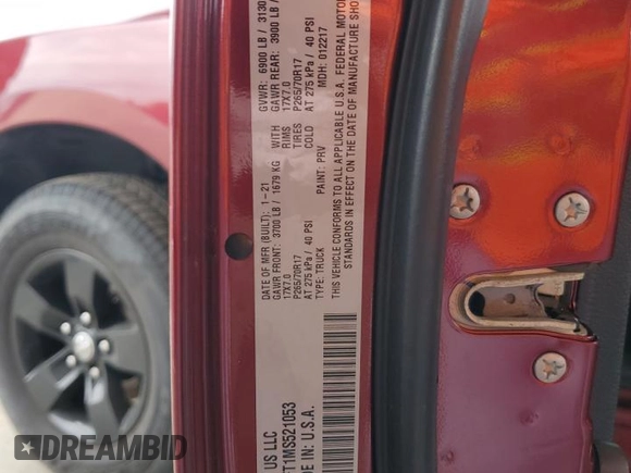 2021 Ram 1500 Tradesman z VIN 1C6RR6FT1MS521053, wystawiony jako Copart lot #55337525 z przebiegiem 70 287 mil mil oraz Czysty tytuł • Clean title. Historia ofert i sprzedaży dostępna na DreamBid. Obrazek 12.