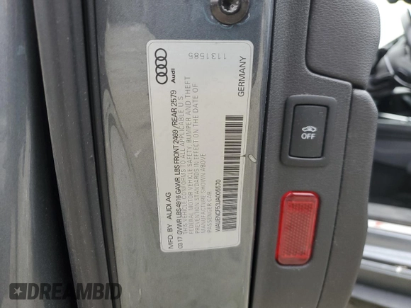 2018 Audi A5 Sportback Premium Plus with VIN WAUENCF53JA005570, listed as a Copart auction lot 45690585 with 104,364 mi miles and Salvage Title. Bid and sale history available at carsss.com. Image 12.