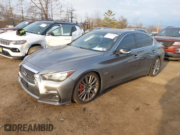 2019 Infiniti Q50 Red Sport 400 with VIN JN1FV7AP3KM760678, listed as a IAAI auction lot 41771176 with 31,562 mi miles and . Bid and sale history available at DreamBid. Image 17.