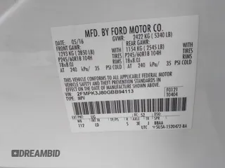 2016 Ford Edge SEL with VIN 2FMPK3J80GBB94113, listed as a IAAI auction lot 41728463 with 111,697 mi miles. Bid and sale history available at carsss.com. Image 9.