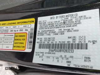 2015 Ford Fusion S Hybrid with VIN 3FA6P0UU8FR283233, listed as a IAAI auction lot 41501282 with 190,809 mi miles. Bid and sale history available at carsss.com. Image 9.