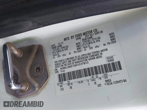 2017 Ford Transit Connect XL with VIN NM0LS6E72H1317913, listed as a IAAI auction lot 42226349 with 209,849 mi miles and . Bid and sale history available at DreamBid. Image 9.