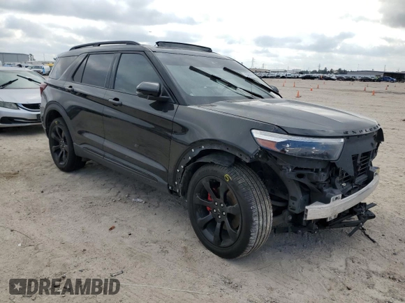 2021 Ford Explorer ST with VIN 1FM5K8GC7MGA00990, listed as a Copart auction lot 43066955 with 51,875 mi miles and Salvage Title. Bid and sale history available at carsss.com. Image 4.
