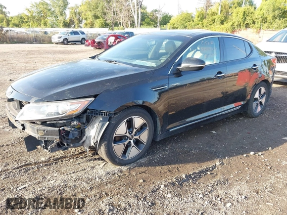 2013 Kia Optima Hybrid EX with VIN KNAGM4AD4D5040177, listed as a IAAI auction lot 40496029 with Not Provided miles. Bid and sale history available at carsss.com. Image 2.