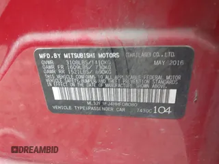 2017 Mitsubishi Mirage ES with VIN ML32F3FJ4HHF08080, listed as a IAAI auction lot 42182294 with 61,709 mi miles and . Bid and sale history available at DreamBid. Image 9.