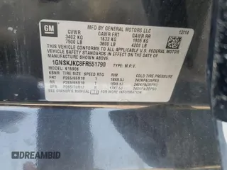2015 Chevrolet Suburban LT with VIN 1GNSKJKC8FR551790, listed as a Copart auction lot 64694485 with 187,367 mi miles and Clean title. Bid and sale history available at DreamBid. Image 13.