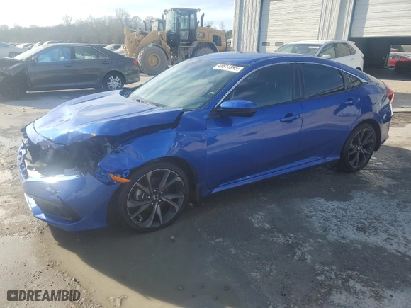 2019 Honda Civic Sedan Sport with VIN 19XFC2F84KE008123, listed as a Copart auction lot 48911895 with 112,196 mi miles and Salvage Title. Bid and sale history available at carsss.com. Image 1.