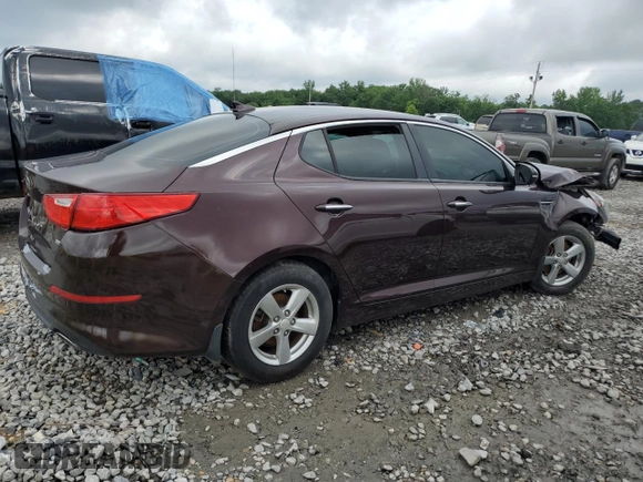 2015 Kia Optima LX with VIN 5XXGM4A79FG433037, listed as a Copart auction lot 58428465 with 112,370 mi miles and Salvage title. Bid and sale history available at DreamBid. Image 3.