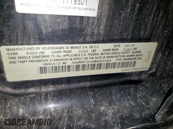 2008 Volkswagen Jetta SE с VIN 3VWRM71KX8M053265, выставлен на аукционе Copart как лот 61555515 с пробегом 199 067 миль миль и Списание • Salvage title. История ставок и продаж доступна на DreamBid. Изображение 12.