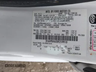 2011 Ford Fusion SE with VIN 3FAHP0HAXBR259910, listed as a IAAI auction lot 41587657 with 161,433 mi miles. Bid and sale history available at carsss.com. Image 9.