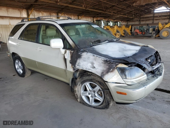 1999 Lexus RX 300 Luxury SUV with VIN JT6HF10U1X0045220, listed as a Copart auction lot 80391434 with 0 mi miles and Salvage Title. Bid and sale history available at carsss.com. Image 4.