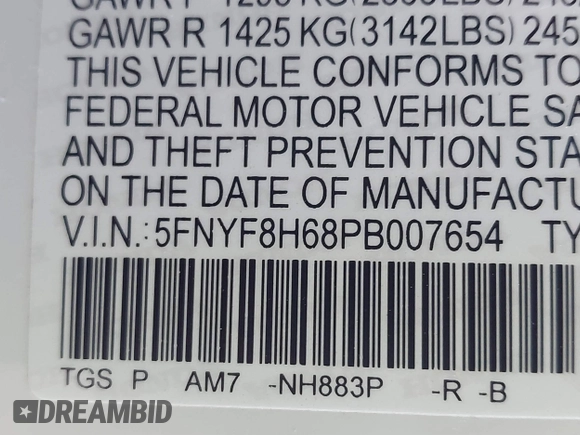 2023 Honda Passport TrailSport z VIN 5FNYF8H68PB007654, wystawiony jako IAAI lot #40816118 z przebiegiem 35 656 mil mil oraz . Historia ofert i sprzedaży dostępna na DreamBid. Obrazek 9.