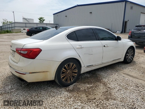 2014 Kia Cadenza Premium z VIN KNALN4D71E5121043, wystawiony jako Copart lot #59667395 z przebiegiem 244 797 mil mil oraz Czysty tytuł • Clean title. Historia ofert i sprzedaży dostępna na DreamBid. Obrazek 3.
