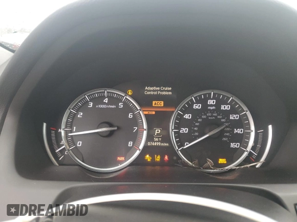 2015 Acura TLX V6 Advance with VIN 19UUB2F74FA023099, listed as a Copart auction lot 48636865 with 74,499 mi miles and Salvage Title. Bid and sale history available at carsss.com. Image 9.