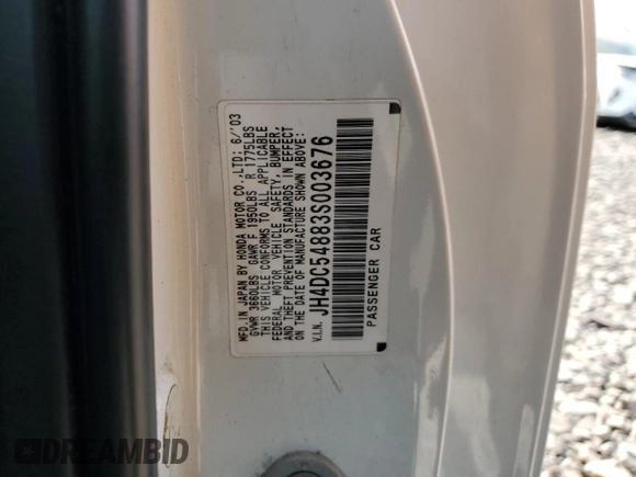 2003 Acura RSX with VIN JH4DC54883S003676, listed as a Copart auction lot 79020214 with 184,995 mi miles and Salvage Title. Bid and sale history available at carsss.com. Image 14.