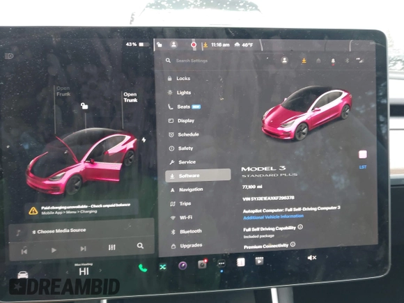 2019 Tesla Model 3 Mid Range with VIN 5YJ3E1EAXKF296378, listed as a IAAI auction lot 41739616 with 77,100 mi miles and . Bid and sale history available at DreamBid. Image 17.