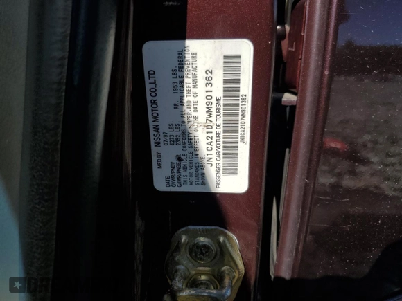 1998 Nissan Maxima GXE с VIN JN1CA21D7WM901362, выставлен на аукционе Copart как лот 58243765 с пробегом Не указан миль и Списание • Salvage title. История ставок и продаж доступна на DreamBid. Изображение 12.