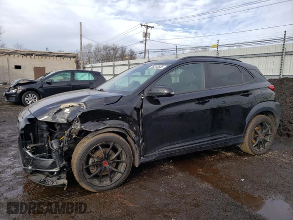 2021 Hyundai Kona Night Edition with VIN KM8K6CA52MU698334, listed as a Copart auction lot 46312635 with 56,870 mi miles and Salvage Title. Bid and sale history available at DreamBid. Image 1.