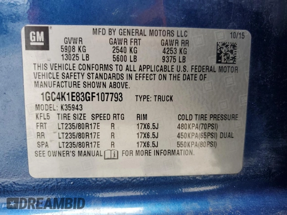 2016 Chevrolet Silverado 3500HD High Country с VIN 1GC4K1E83GF107793, выставлен на аукционе Copart как лот 59901405 с пробегом 325 997 миль миль и Списание • Salvage title. История ставок и продаж доступна на DreamBid. Изображение 12.
