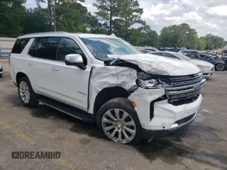 2024 Chevrolet Tahoe Premier with VIN 1GNSCSKD8RR247861, listed as a Copart auction lot 58767795 with 27,303 mi miles and Salvage title. Bid and sale history available at DreamBid. Image 4.