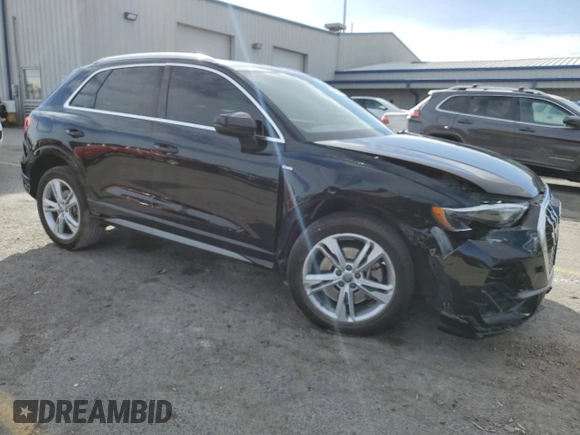 2020 Audi Q3 S line Premium with VIN WA1DECF34L1123427, listed as a Copart auction lot 44001445 with 52,799 mi miles and Salvage Title. Bid and sale history available at carsss.com. Image 4.