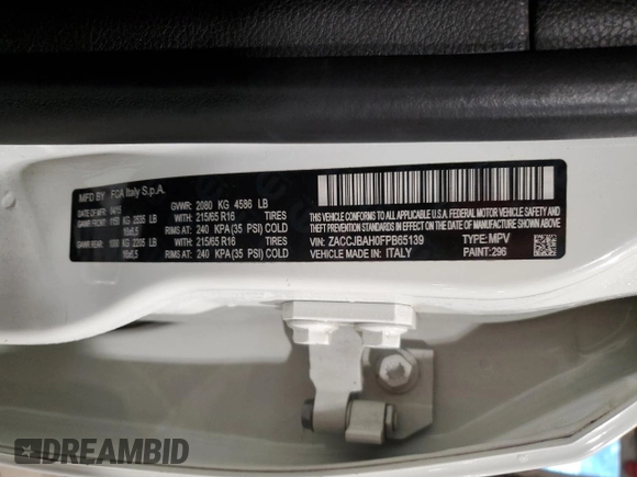 2015 Jeep Renegade Sport with VIN ZACCJBAH0FPB65139, listed as a Copart auction lot 86280044 with 99,679 mi miles and Salvage Title. Bid and sale history available at DreamBid. Image 15.
