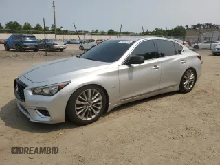 2018 Infiniti Q50 Luxe with VIN JN1EV7ARXJM436543, listed as a Copart auction lot 54926275 with 82,909 mi miles and Salvage title. Bid and sale history available at DreamBid. Image 1.