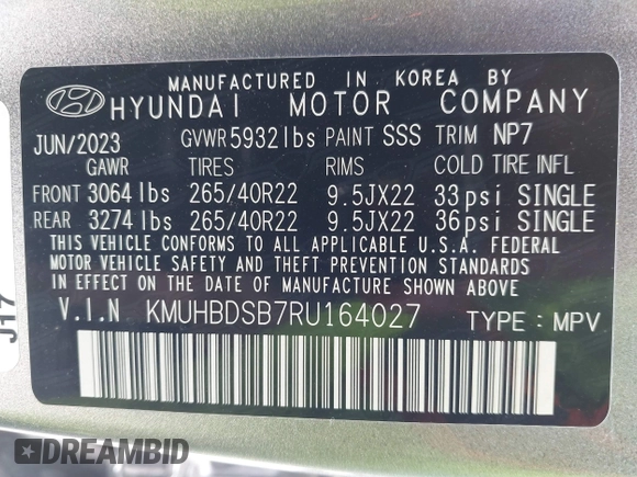 2024 Genesis GV80 with VIN KMUHBDSB7RU164027, listed as a IAAI auction lot 41847987 with 20,092 mi miles and . Bid and sale history available at DreamBid. Image 9.