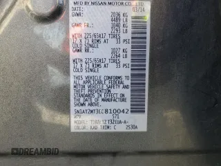 2014 Nissan Rogue SV with VIN 5N1AT2MT3EC810042, listed as a Copart auction lot 55498375 with 108,918 mi miles and Salvage Title. Bid and sale history available at DreamBid. Image 14.
