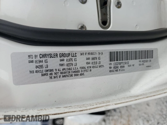 2015 Dodge Dart SXT with VIN 1C3CDFBB7FD150132, listed as a Copart auction lot 54181045 with 148,191 mi miles and Salvage Title. Bid and sale history available at DreamBid. Image 12.