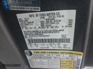 2013 Ford F-150 XL with VIN 1FTFW1CT7DFB60657, listed as a IAAI auction lot 41562282 with 121,633 mi miles. Bid and sale history available at carsss.com. Image 9.
