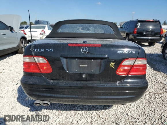 2002 Mercedes-Benz CLK 55 AMG with VIN WDBLK74GX2T093407, listed as a Copart auction lot 42974935 with 123,941 mi miles and Salvage Title. Bid and sale history available at DreamBid. Image 6.
