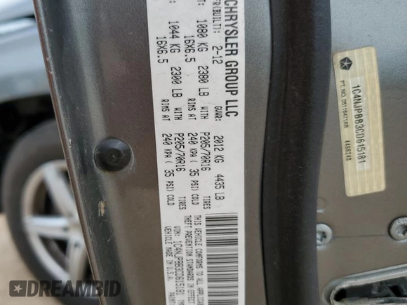 2012 Jeep Patriot Sport with VIN 1C4NJPBB3CD615181, listed as a Copart auction lot 54135685 with 154,174 mi miles and Salvage Title. Bid and sale history available at DreamBid. Image 12.