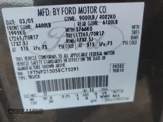 2005 Ford F-250 XL with VIN 1FTNF21505EC75291, listed as a Copart auction lot 88982815 with Not Provided miles and Salvage Title. Bid and sale history available at DreamBid. Image 12.