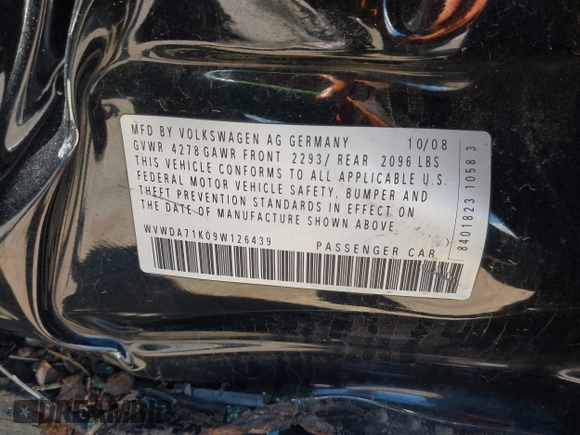 2009 Volkswagen Rabbit S with VIN WVWDA71K09W126439, listed as a IAAI auction lot 42258490 with Not provided miles and . Bid and sale history available at DreamBid. Image 9.