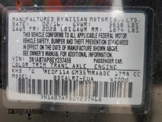 2016 Nissan Sentra SR with VIN 3N1AB7AP8GY237468, listed as a Copart auction lot 55347455 with 119,034 mi miles and Salvage Title. Bid and sale history available at DreamBid. Image 12.