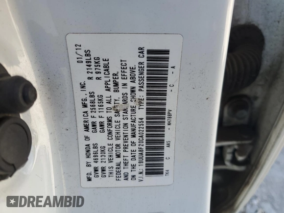 2012 Acura TL Auto z VIN 19UUA8F20CA022554, wystawiony jako Copart lot #55745575 z przebiegiem 261 724 mil mil oraz Czysty tytuł • Clean title. Historia ofert i sprzedaży dostępna na DreamBid. Obrazek 12.