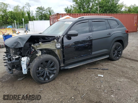 2022 Volkswagen Atlas SEL Premium R-Line with VIN 1V2FR2CA5NC522076, listed as a Copart auction lot 55854025 with 39,494 mi miles and Salvage title. Bid and sale history available at DreamBid. Image 1.