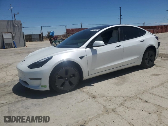 2023 Tesla Model 3 z VIN 5YJ3E1EA7PF549633, wystawiony jako Copart lot #57131325 z przebiegiem 78 113 mil mil oraz Szkoda całkowita • Salvage title. Historia ofert i sprzedaży dostępna na DreamBid. Obrazek 1.