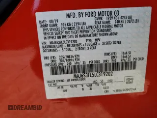 2020 Ford EcoSport S with VIN MAJ6S3FL5LC319202, listed as a Copart auction lot 42954155 with 19,971 mi miles and Non Repairable. Bid and sale history available at DreamBid. Image 10.