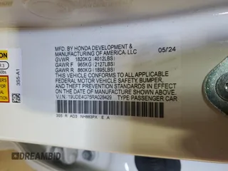 2024 Acura Integra Technology с VIN 19UDE4G75RA028429, выставлен на аукционе Copart как лот 87105864 с пробегом 3 495 миль миль и Списание • Salvage title. История ставок и продаж доступна на DreamBid. Изображение 14.