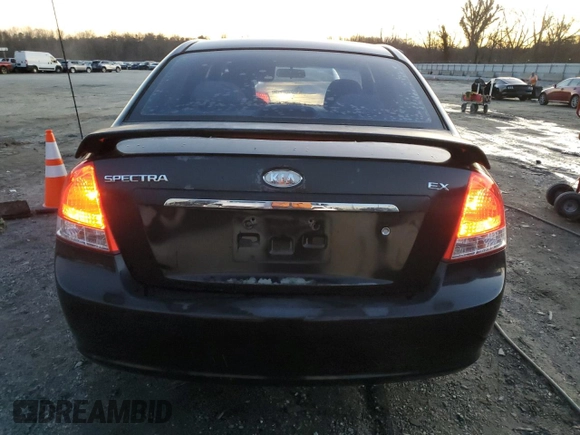 2008 Kia Spectra EX with VIN KNAFE121185551816, listed as a Copart auction lot 42324005 with 159,476 mi miles and Salvage title. Bid and sale history available at DreamBid. Image 6.
